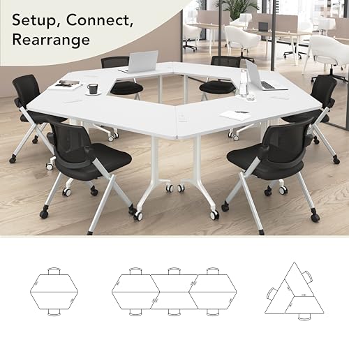 Bush Business Furniture 60-inch Trapezoid Modular Office Conference Table, Synergy Collection, White Bush Furniture