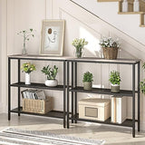 HOOBRO 29.5" Narrow Console Table, 3-Tier Entryway Table, Thin Sofa Table with Shelves, Side Table, Display Table, for Hallway, Entrance, Living Room, Bedroom, Greige and Black BG73XG01 HOOBRO