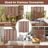 Giantex 4 Panels Room Divider - Folding Room Dividers with Carved Cutout Pattern & Solid Wood Frame, Fully Assembled, 5.5FT Antique Partition Privacy Screen Wall Divider for Room Separation, Brown Giantex