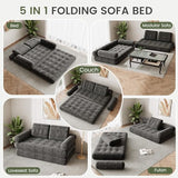 DSNAPE 59" Convertible Sofa Bed, 5-in-1 Folding Loveseat Sleeper Chair with Pillows Removable Armrests, Fold Out Boneless Couch Futon Floor Mattress Lounge for Apartment Dorm Living Room - Grey, Full DSNAPE