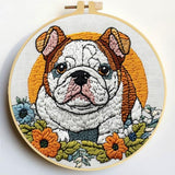 Punch Needle Kits English Bulldog Under Sunset Embroidery Starter Set with Hoop Easy for Beginners DIY Stress Relief Handmade Craft Hobby and Home Decor 20x20cm-3