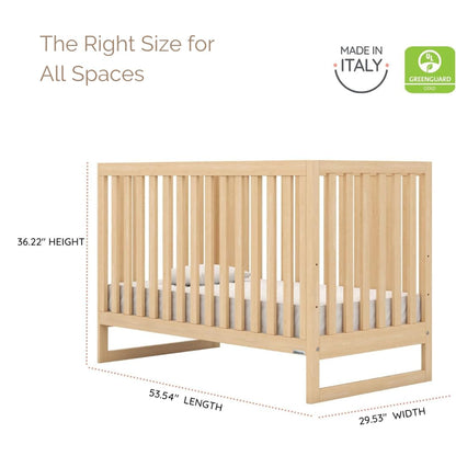 dadada Baby’s 3-in-1 Austin Convertible Crib - Newborn Essentials Baby Bed Fits Standard Crib Mattress - Adjustable Bed Base - Natural