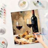 Still Life Paint by Numbers Kit for Adults - DIY Wine, Cheese and Berries on Wooden Board Painting on Canvas 16x20 Inches, Acrylic Paint Set, Suitable for Beginners, Art for Home Decoration or Gifts DecorFriday