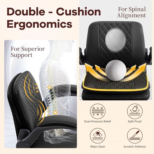 AreShark Cross Legged Office Chair: ADHD Criss Cross Desk Chair with Wheels & Stretchable Rotating Footrest - Height Adjustable Wide Yoga Kneeling Meditation Chair with Flip-up Armrests Back Support AreShark
