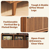 Forrelaxis 48" XL Record Player Stand with 3 Drawers, Mid Century Modern Vinyl Record Storage Cabinet Up to 285 LPs, Turntable Media Console Table for Living Room Bedroom(Walnut) Forrelaxis