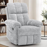 Korser Recliner Chair, Swivel Rocker Recliner Chair for Adults, Small Recliners for Small Spaces, Manual Recliner Chair with Side Pockets, Nursery Rocking Chair for Living Room, Chenille, Silver Grey