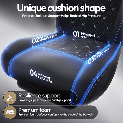 Dowinx Gaming Chair with Heated Massage Lumbar Support,Big and Tall Fabric Gaming Chairs for Adults with Footrest, Ergonomic Computer Game Chair with Poket Spring Cushions, 350lbs, Black Dowinx