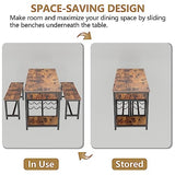 Dining Table Set for 4-6 People, 54.7" Kitchen Dinner Table with 2 Bench, Dining Room Tables Set with Storage Drawer & Shelf, 3-Piece Breakfast Nook Tables with Wine Rack &Glass Holder (Rustic) Gyfimoie