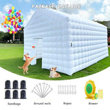 CZGBRO Large Inflatable Nightclub with Light, 20X16.5X12FT White Disco Cube Gazebo Event House Portable Inflatable Party Tent for Birthday, Wedding, School Events, Backyard Party, Rental Business CZGBRO