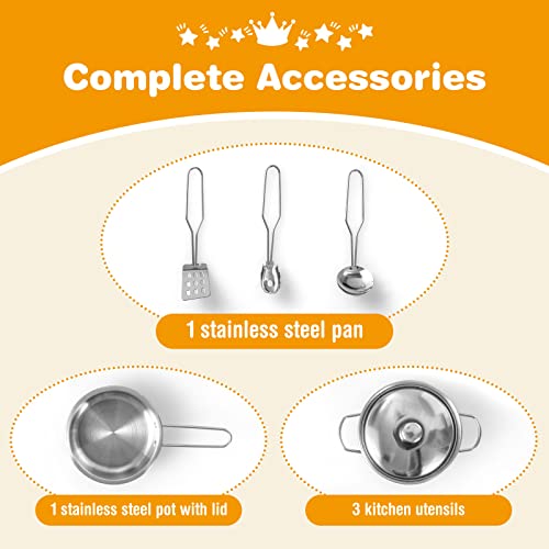 HONEY JOY Corner Kids Kitchen Playset, Little Chef Wooden Play Kitchen for Toddlers, Water Dispenser, Microwave, Range Hood, Refrigerator, Cookware, Modular Pretend Toy Kitchen Set w/Lights & Sounds HONEY JOY