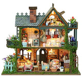 ISSEVE DIY Miniature House Kit, Tiny House Dollhouse Kit for Adults, Mini House Building Kits, Miniature Kit Adult Craft Diorama Kit Home Bookshelf Decoration, Gifts for Birthday (Fairy Garden House)