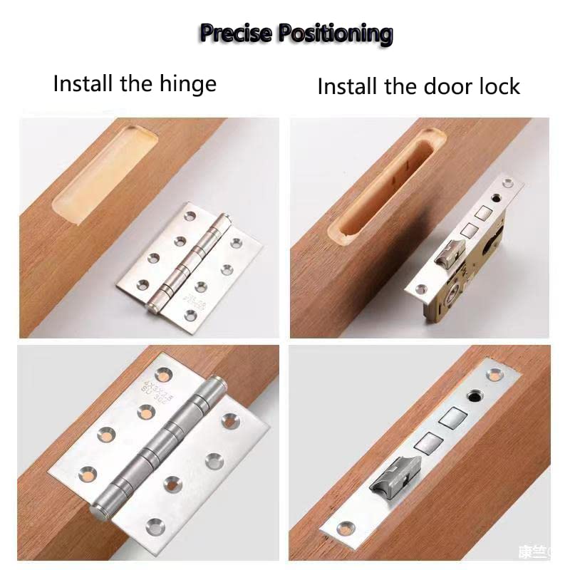 Aluminum Alloy Door Hinge Jig ，Door Hinge Hole Woodworking Hole Opener Slotting Locator ，Hinges for Wood Cabinet Kitchen Door Lock Installation ZMURED