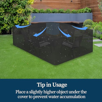 Easy-Going Rectangle Patio Furniture Cover Waterproof Outdoor Dining Table and Chair Cover Anti-UV Outside Sectional Sofa Set Covers (126" L x 63" W x 28" H, Black) - WoodArtSupply