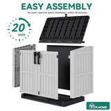 YITAHOME 36 cu ft Resin Outdoor Storage Shed, Weather-Resistant Horizontal Tool Shed, Waterproof Outdoor Storage with Lockable Doors & Air Vent for Trash Cans, Garden Tools (Light Gray) YITAHOME