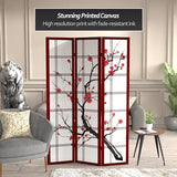 Red Lantern 6 ft. Tall Canvas Cherry Blossom Room Divider-Rosewood-3 Panels, 71 inches high Wide Red Lantern