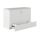AFI Hamilton Queen Murphy Bed Chest with Mattress, Storage, and Built-in Charger in White AFI