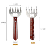 AIYUE Meat Shredding Claws Stainless Steel Pulled Pork Shredder Meat Claws for BBQ Shredding Pulling Handing Lifting & Serving Pork Turkey Chicken with Long Wood Handle (2 PCS,BPA Free) AIYUE