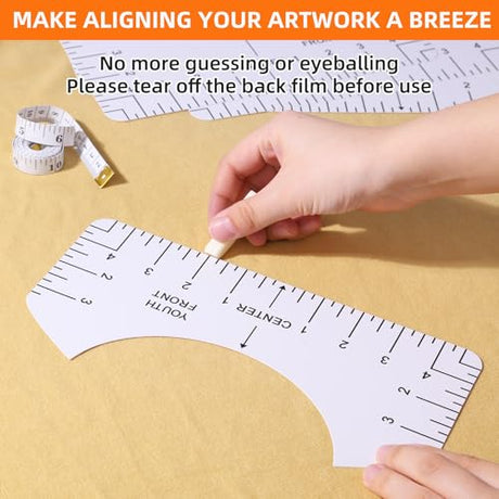 10 PCS T-Shirt Ruler Guide - Tshirt Measurement Tools for Children Youth Adult, V-Neck/Round PVC Rule Rulers Designs Heat Press Accessories for Vinyl Alignment, Heat Press MFJUNS