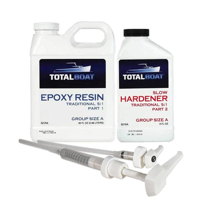 TotalBoat 5:1 Epoxy Resin Kit (Quart, Slow Hardener), Marine Grade Epoxy for Fiberglass and Wood Boat Building and Repair - WoodArtSupply