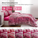 A Nice Night Leopard Printed，Satin Silky Soft Quilt Sexy Luxury Super Soft Microfiber Comforter Quilt Bedding Comforter Set Full/Queen, Light Weighted (Pink, King(88-by-102-inches)) A Nice Night