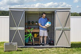 Arrow Select 10' x 4' Outdoor Lockable Steel Storage Shed Building, Flute Grey Arrow