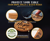 Coasterlux Cork Coasters for Drinks Absorbent with Holder - Cute & Funny Set of 8 Large Round Outdoor Cup Wooden Table Protection, Coffee Trivet, Cups and Mugs Cool Drink Coaster Gift Coasterlux