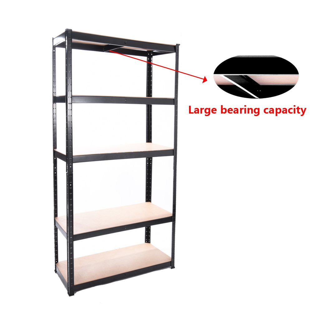 Panana 5 Tier Racking Shelf Garage 70.8x35.4x15.7 inch Shelving Storage Shelves Unit 1.8M Higher Utility Rack Shelf Organizer for Workshop/Commercial/Industrial/Kitchen (Black, 180X90X40CM) Panana