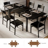 iPormis 7-Piece Dining Table & Chairs Set for 4-6, 63" Extendable Kitchen Table with 6 Chairs, Dining Room Table with Metal Frame & MDF Board, Perfect for Small Space, Easy Assembly, Black iPormis