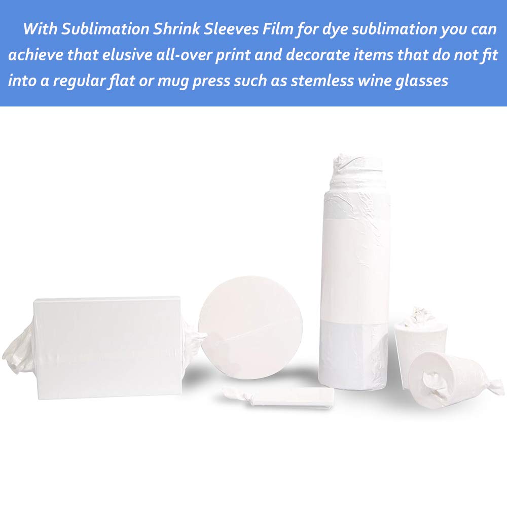 Morepack Sublimation Shrink Wrap Sleeves,5x10 Inch White Sublimation Heat Transfer Shrink Film Bags for Mugs,Cups,Tumblers,Blanks,Shrink Wrap Bands for Sublimation,50 Pcs Morepack