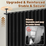 AJAZZ Room Divider Curtain (Black, W100 x L84 in, 1 Panel)+ Tension Curtain Rod No Drilling (H) 43-120×(W) 35-100 in, for Privacy/Soundproof Curtains, Heavy Duty Wall Separator AJAZZ