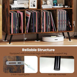 Giantex Large Record Player Stand with Charging Station, Turntable Stand Holds Up to 300 Albums, Record Player Table with Raised Leg, Vinyl Record Storage for Living Room (Rustic Brown) Giantex