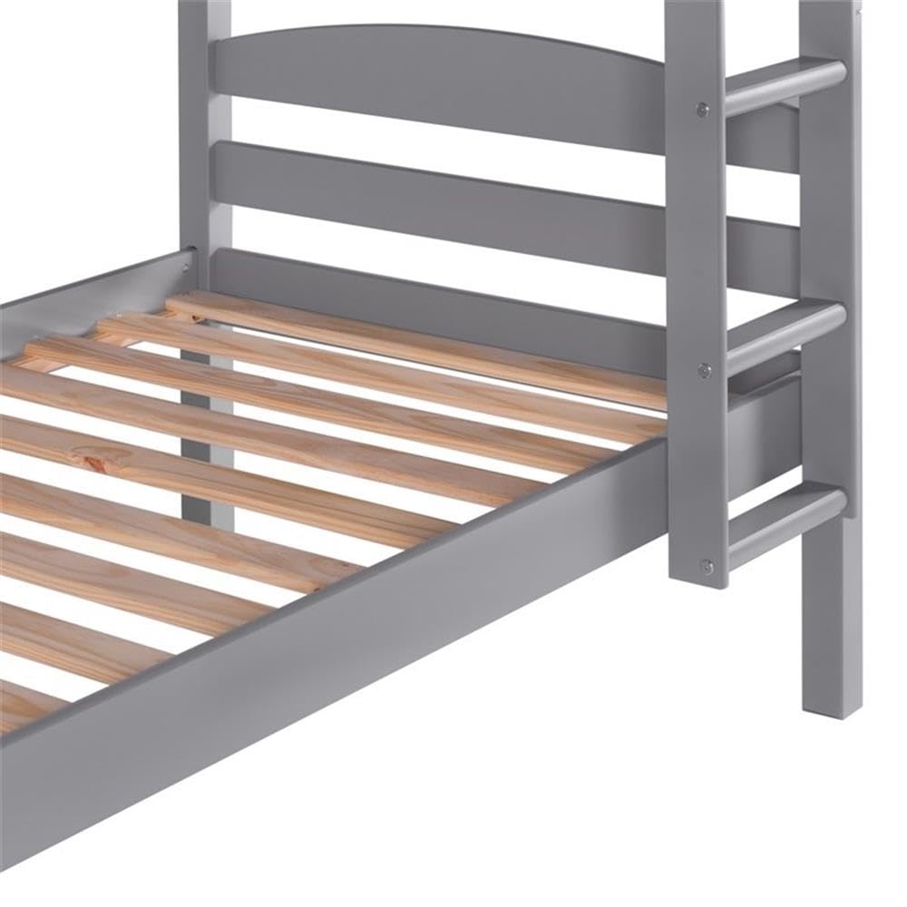 Walker Edison Della Grey Twin-Over-Twin Bunk Bed Frame - WoodArtSupply