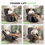 BOSMILLER Power Lift Recliner Chair with Massage and Heat for Elderly,Electric Lift Chair with USB Charging Runction and Side Pockets, Suitable for Living Rooms and bedrooms,Grey