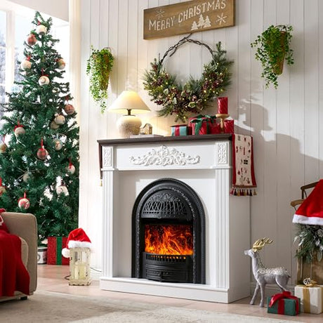 45" Electric Fireplace with Mantel, Electric Fireplace Heater, Fireplaces TV Stand w/Freestanding for TVs Up to 55", 30" Fireplaces Insert Entertainment Center with Realistic 3D Flame for Living Room LIDYUK