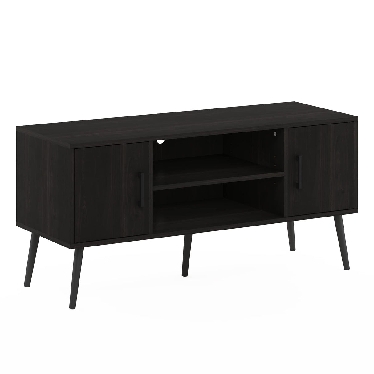 Furinno for 55 Inch TV, Entertainment Center with 2 Storage and Open Shelves, Mid Century TV Stand, Espresso Furinno