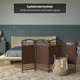 Red Lantern 3 ft. Short Fiber Weave Folding Screen - Dark Mocha - 4 Panels Red Lantern