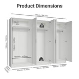 Madesa 6 Doors Storage Cabinet with Ample Shelves Space 94 Inch Utility Armoire Closet Entryway and Bedroom Organization Unit (White) Madesa