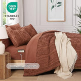 AMBERSPACE Queen Comforter Set Autumn Leaf, Tufted Boho Bedding Farmhouse Bed Set, All Season 7 Pieces Bed in a Bag with Sheets, Pillowcases & Shams AMBERSPACE