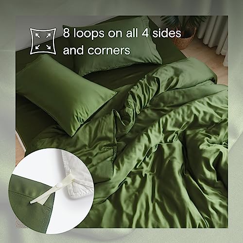 DOZ Duvet Cover Set, 100% Viscose derived from Bamboo, Organically Grown, Buttery Soft, Cooling Duvet Covers, High GSM, 1 Duvet Cover and 2 Pillowcases, 90"x90" (Forest, Full/Queen) DOZ by SIJO