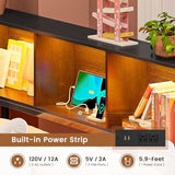 Hasuit Corner Bed Frame Full with 2 Drawers and Storage Bookcase, Daybed with Charging Station and LED Lights, Metal Platform Bed with Bookshleves, Full Size Bed Frame for Kids Teens Guests, Black Hasuit