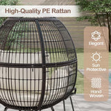 Tangkula Oversized Wicker Egg Chair with Ottoman, Patio Lounge Basket with 5 Soft Cushions, Stable Metal Frame, Gorgeous Indoor Outdoor Lounge Chair, Ideal for Living Room, Backyard, 450 LBS Max Load Tangkula
