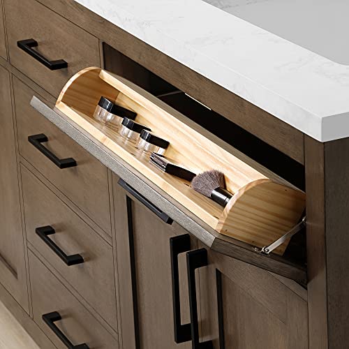 OVE Decors Maya Plus 72 in. Double Sink Bathroom Vanity in Almond Latte Finish, Black Hardware and Included Power Bar OVE Decors