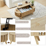 Janmer Home 47.3" Lift Top Coffee Table with Hidden Storage, Small End Table with Curved Edge Design, Oval Center Table with Lift Tabletop for Living Room, Office (Natural) Janmer Home