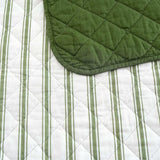 Martha Stewart - Twin Quilt Set, 100% Soft & Breathable Bedding with a Lightweight Feel for Year Round Comfort, 2 Piece Bed Set with Matching Pillowcase (Ticking Stripe Green) Martha Stewart