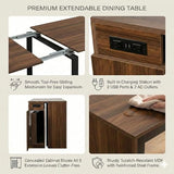 Transform Table Extendable Dining Room Table 23.62"-118.11" w/Charging Station, Folding Dining Table Hidden Storage, Space-Saving Console for Small Apartments, Seats 2-12 (Walnut, with Storage&Outlet) VENLUSUIR
