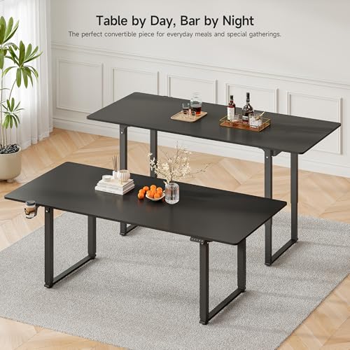 71x32 Inch Adjustable Standing Desk with 4 Legs, Stand-up Desk Features a Spacious Rectangular Top, Dual-Motor Lift, and Memory Presets (28-46Inch) for Home Offices or Computer Workstations, Black Lefurture