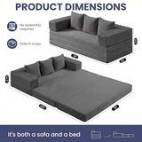 Winzoo Convertible Sofa Bed Couch, 78’’ Oversized 4-in-1 Boneless Couches with Removable Armrests Backrest, Corduroy Futon Sofa Bed, Foldable Mattress Sleeper Sofa for Living Room Bedroom (Grey) Winzoo