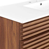 Modway Render Vanity Floor, Single Sink, Walnut White Modway
