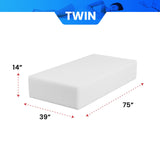 PayLessHere 14 Inch Gel Memory Foam Mattress/Medium-Firm Mattress/Fiberglass Free/CertiPUR-US Certified/Bed-in-a-Box/Cool Sleep & Comfy Support,Twin PayLessHere