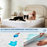 BEDLORE Full Size Waterproof Mattress Protector Viscose Derived from Bamboo, Soft Mattress Cover Fitted with Deep Pocket 6"-15", Breathable Noiseless Mattress Pad, Machine Washable(White) BEDLORE